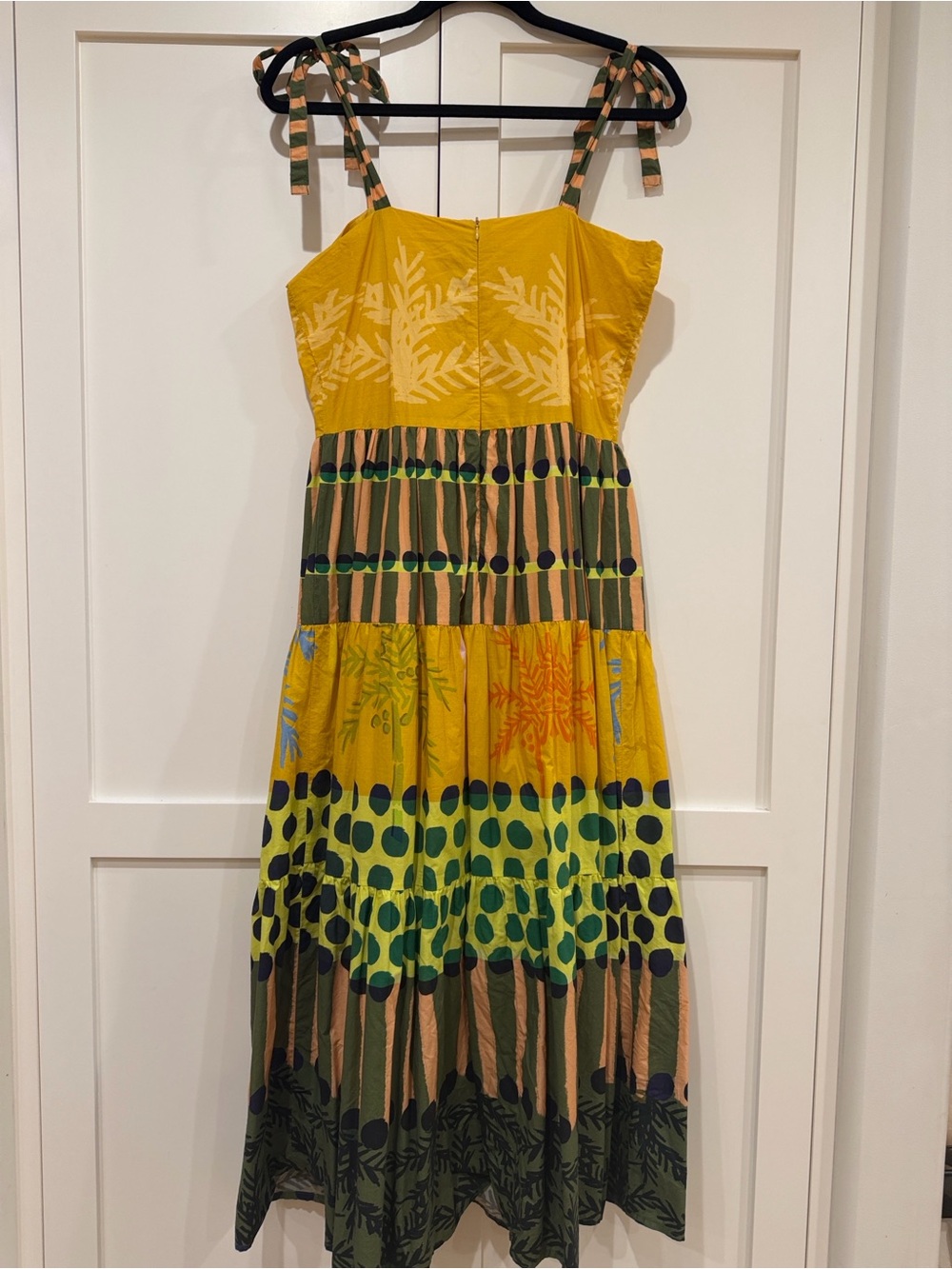 Oliphant Yellow and Green Tiered Mixed-Print Maxi Dress - Picture 3 of 3